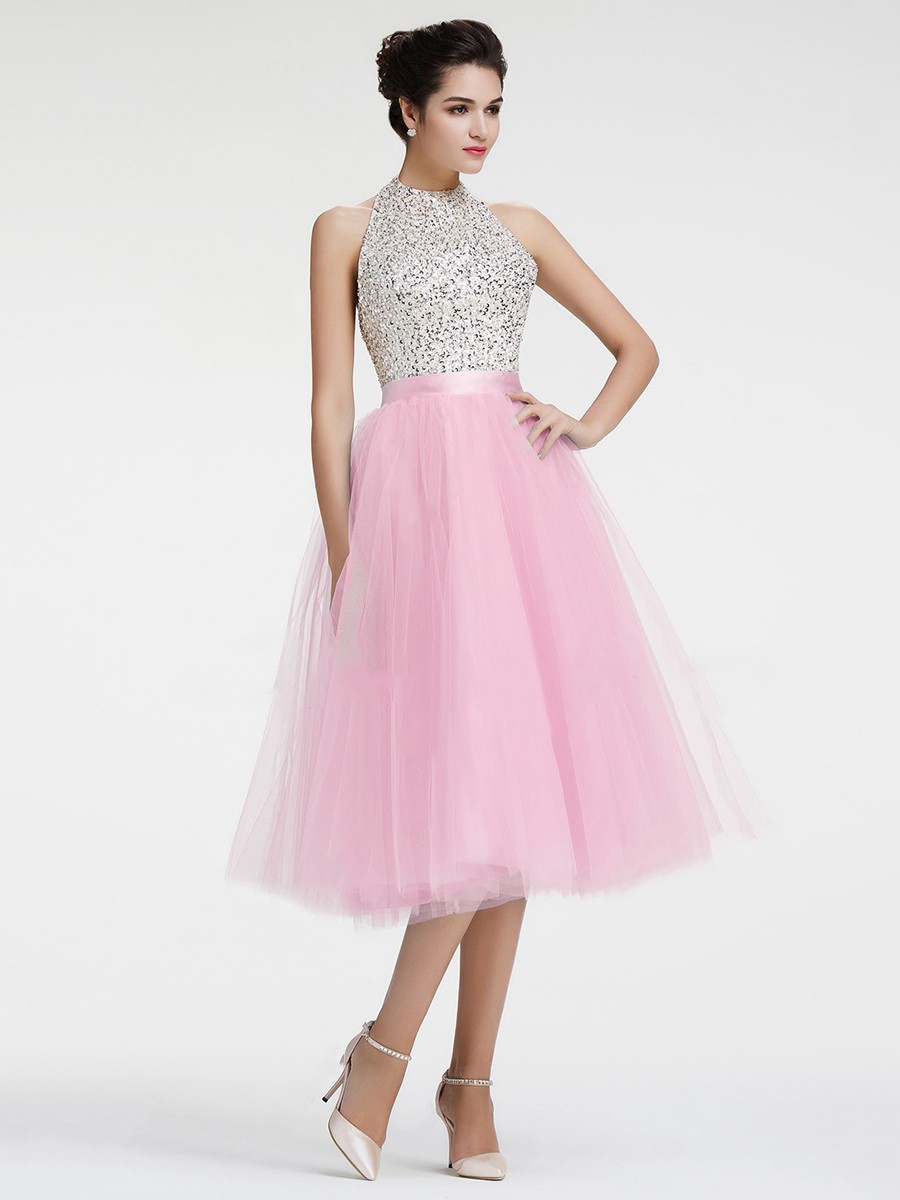 pink short prom dresses